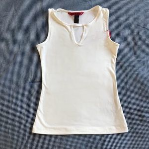 Ivory sleeveless keyhole top